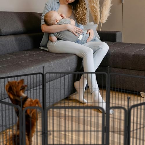 Heavy Duty Metal Dog Play Pen with Gate, 32" Height 8 Panels Z923
