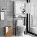 Wooden Over The Toilet Storage Cabinet with Double Door and Adjustable Feet Q86342