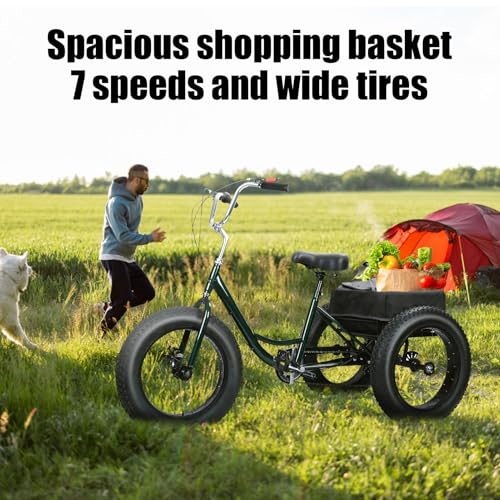 Black 20 inch 3 Wheel Fat Tire Tricycle G390