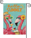 12.5x18 Inch Pink Flamingo Burlap Garden Flag T15904