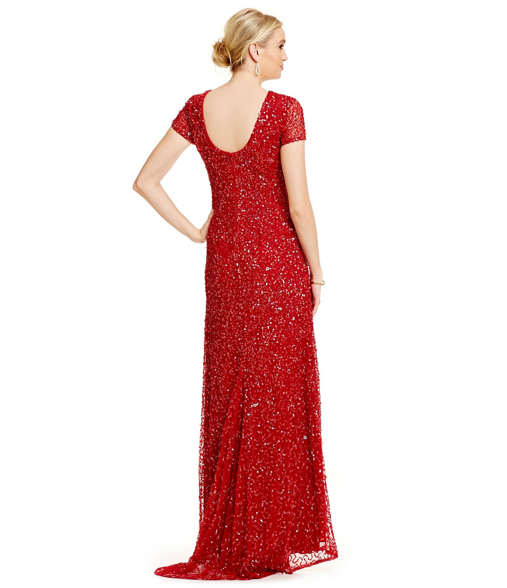 Blush Scoop Back Sequin Gown I7781