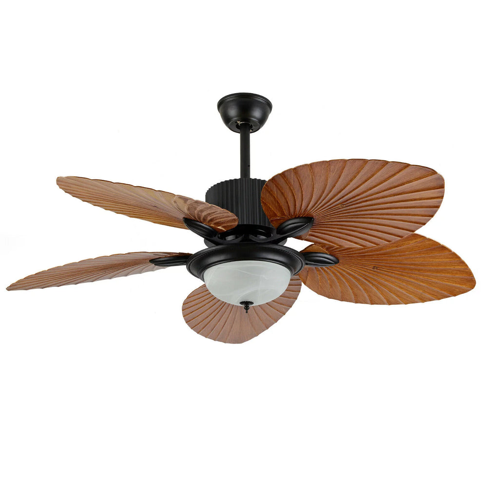 52inch Tropical Palm Ceiling Fan with Light and Remote 5 Acrylic Palm Leaf Blades A684675