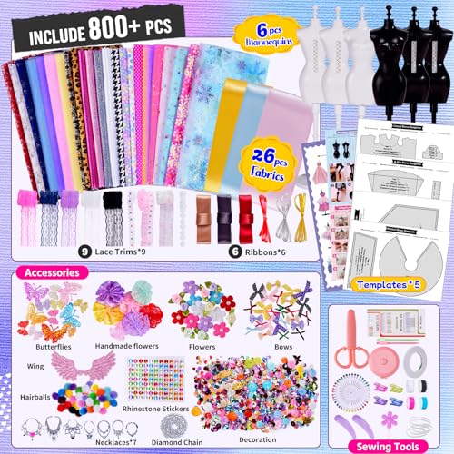 800+Pcs Fashion Designer Kit with 6 Mannequins Sewing Kit A261