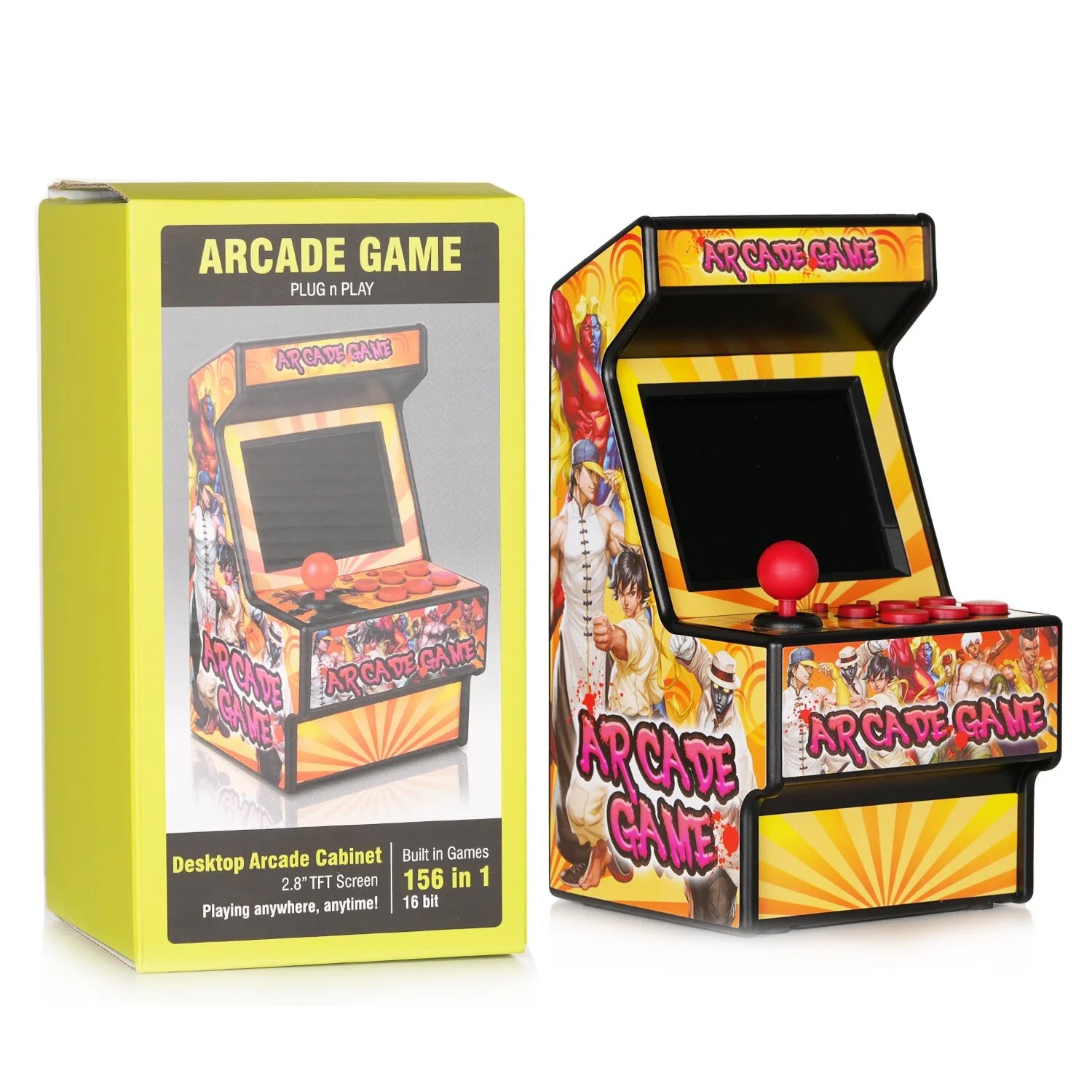 Retro Mini Arcade Machine Handheld Game Console with 156 Classic Video Games 2.8 Inch Color Display Orange P260