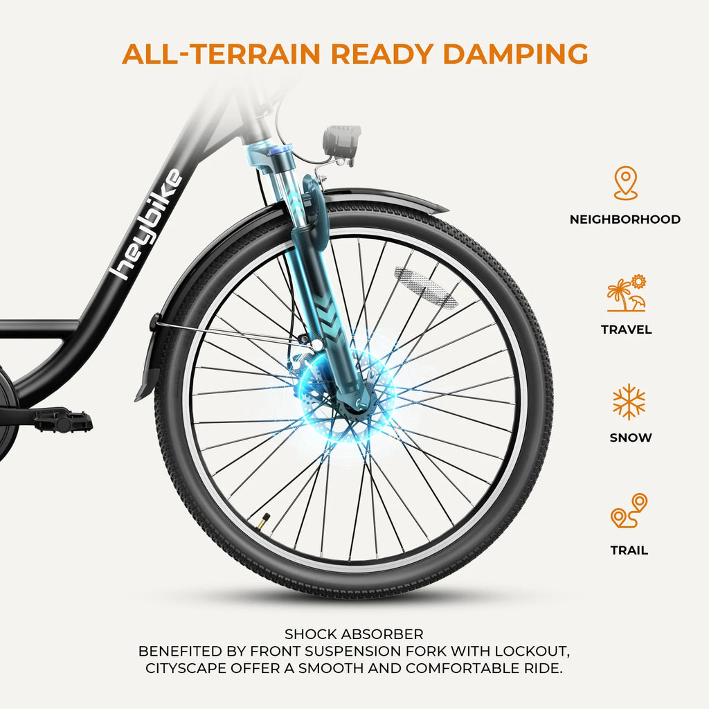 Electric City Cruiser Bicycle 26" 7-Speed Electric Bike with Removable Battery I9158