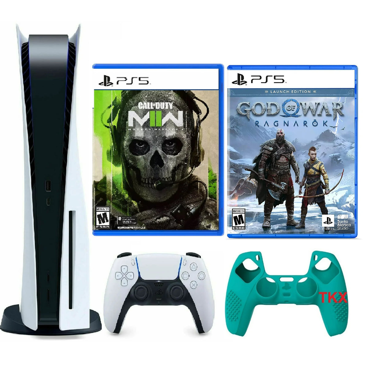 PlayStation 5 Gaming Console Disc Version Bundle with Silicone Controller Cover Skin P548