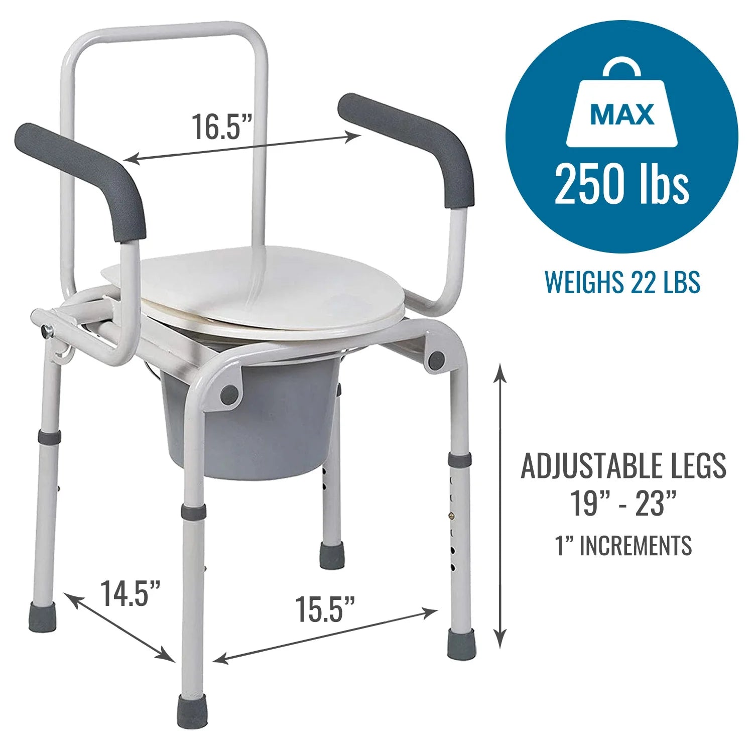 White Steel Portable Toilet with Drop Arm C4864