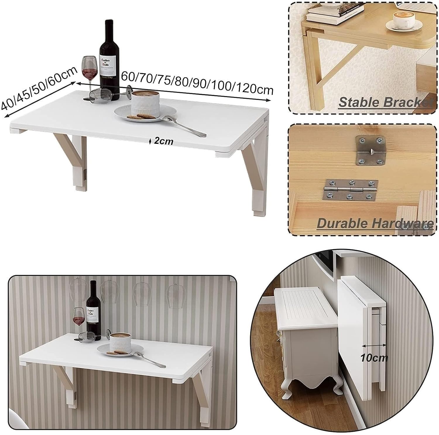 Wall-Mounted Folding Drop Leaf Table, 120 * 40 cm I525916