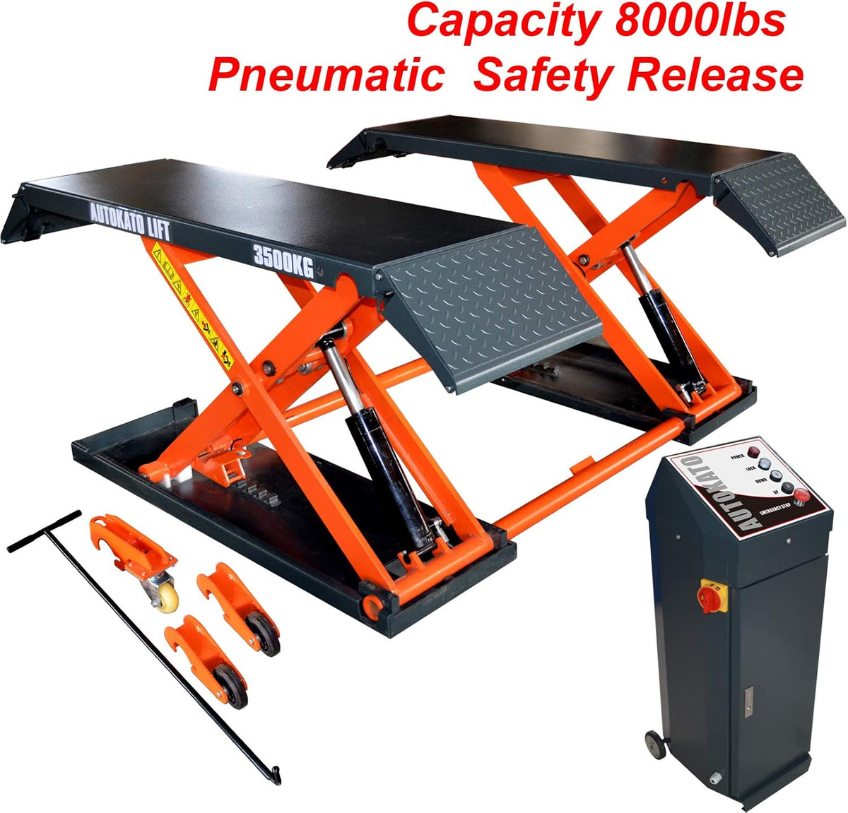 Mid Rise Scissor Lift 8000lbs Pneumatic Release Auto Lift 220V I858285
