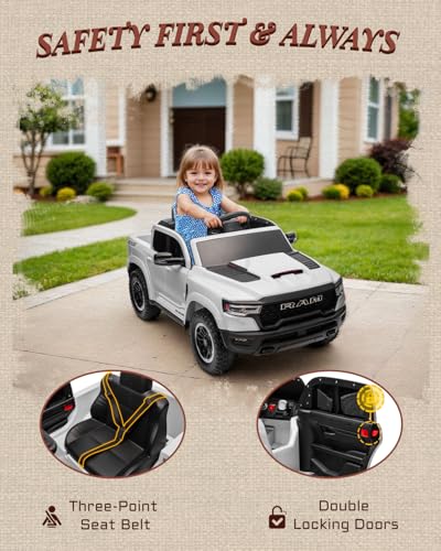 12V Licensed Ram 1500 Ride on Toy with Parent Remote Control (Black) Q92856