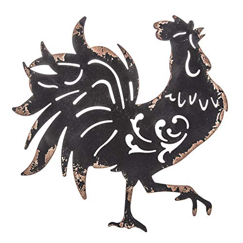 Black Metal Rooster Wall Decor W17408