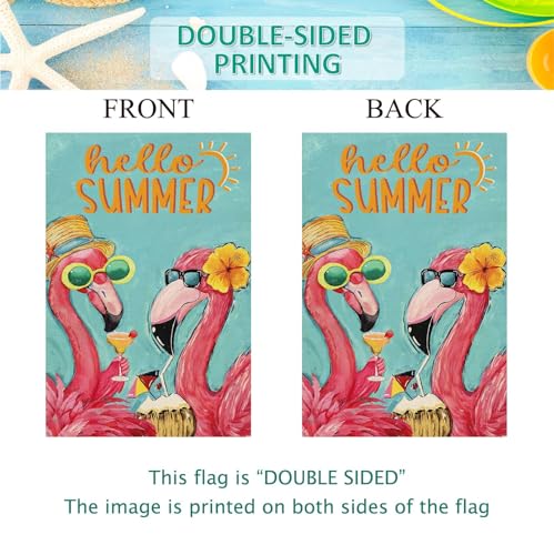 12.5x18 Inch Pink Flamingo Burlap Garden Flag T15904