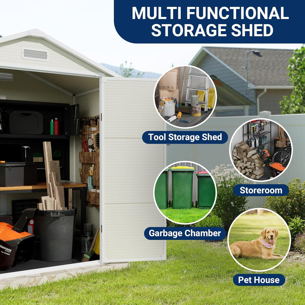 6x4.5 FT Resin Storage Shed with Floor and Lockable Door J63234