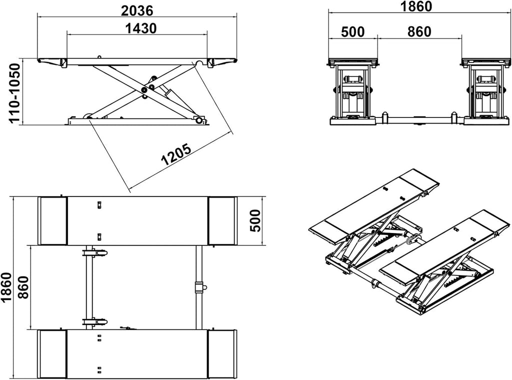 Mid Rise Scissor Lift 8000lbs Pneumatic Release Auto Lift 220V I858285