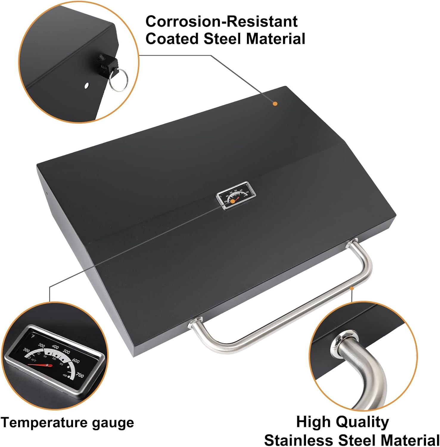Hinged Lid for 28 inch Blackstone Griddle Hard Cover Hood with Thermometer V77712