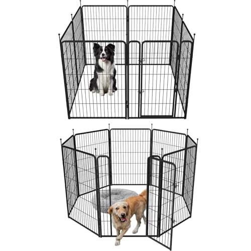 Heavy Duty Metal Dog Play Pen with Gate, 32" Height 8 Panels Z923