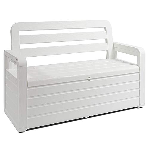 White 70 Gallon Lockable Box Chest Bench K84604