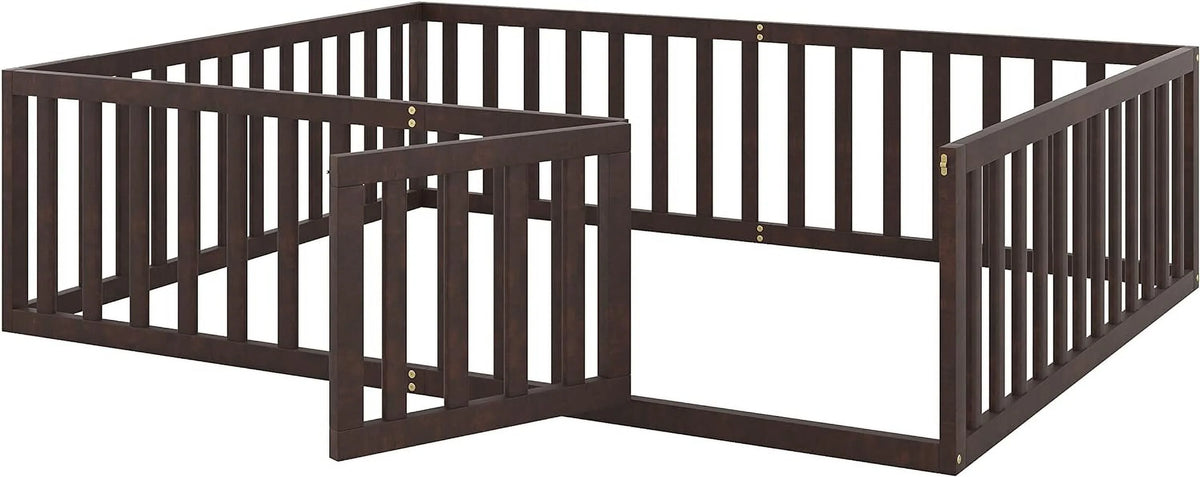Walnut Wood Queen Floor Bed A1354