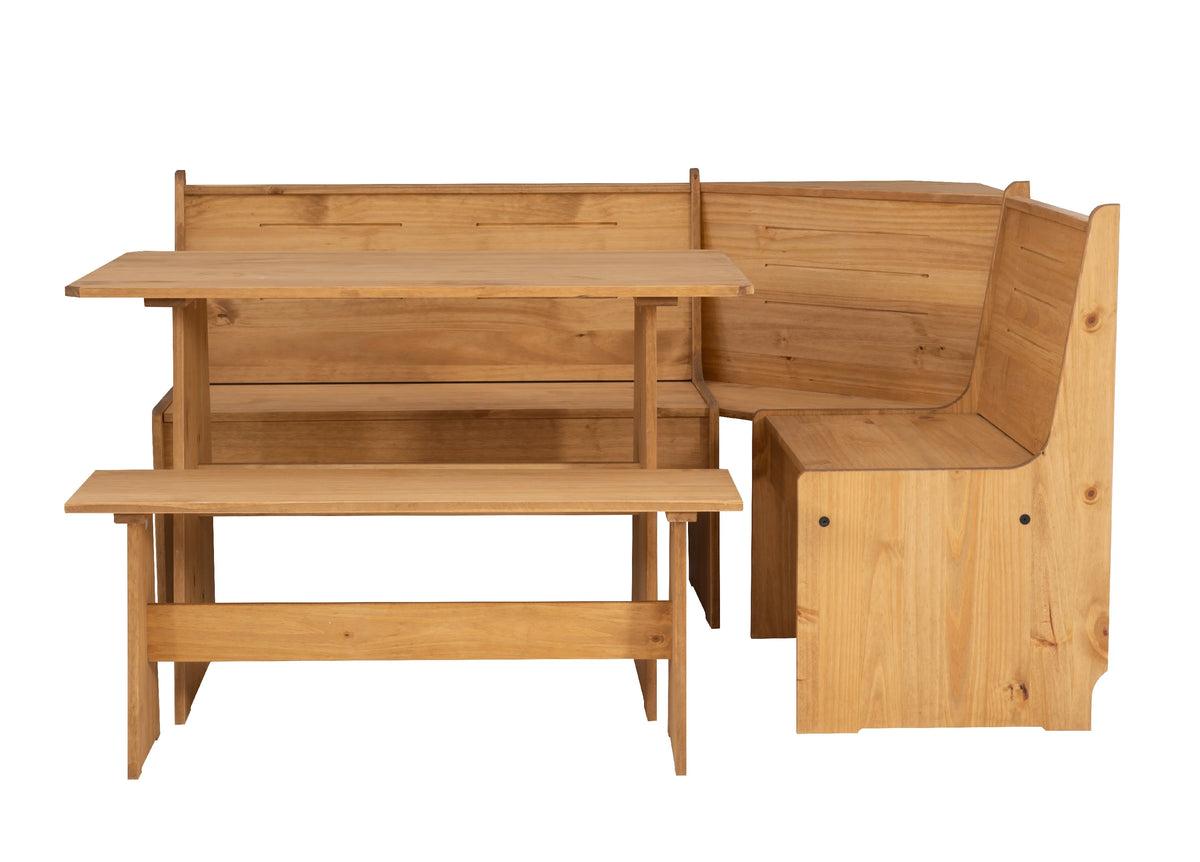 Natural Finish Corner Dining Set with Storage Table and Bench C327190