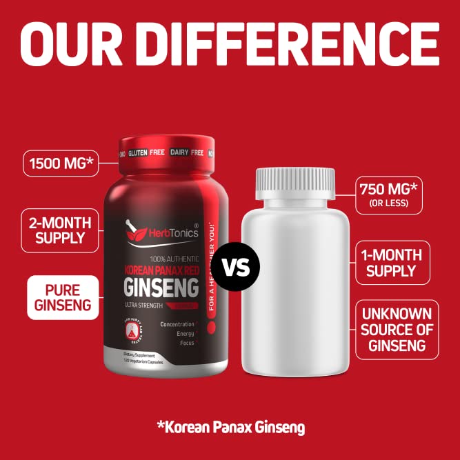 120 Capsules Korean Red Panax Ginseng 1500mg Supplement V438