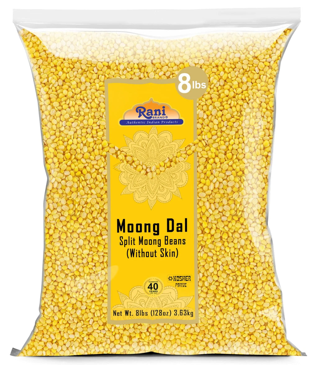 Moong Dal Split Mung Beans Without Skin Lentils 128oz 8lbs 3.63kg Bulk Y496564