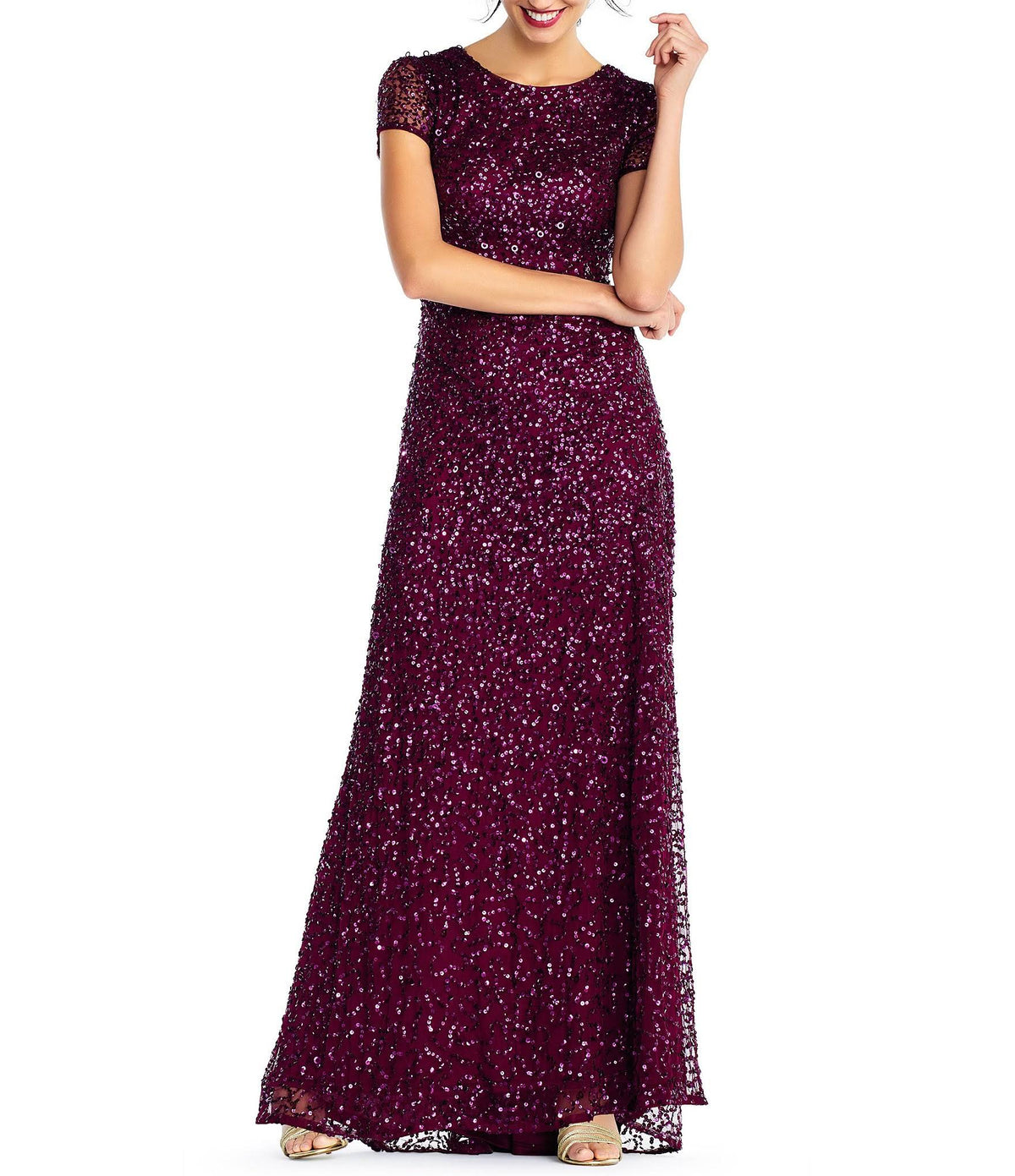 Blush Scoop Back Sequin Gown I7781
