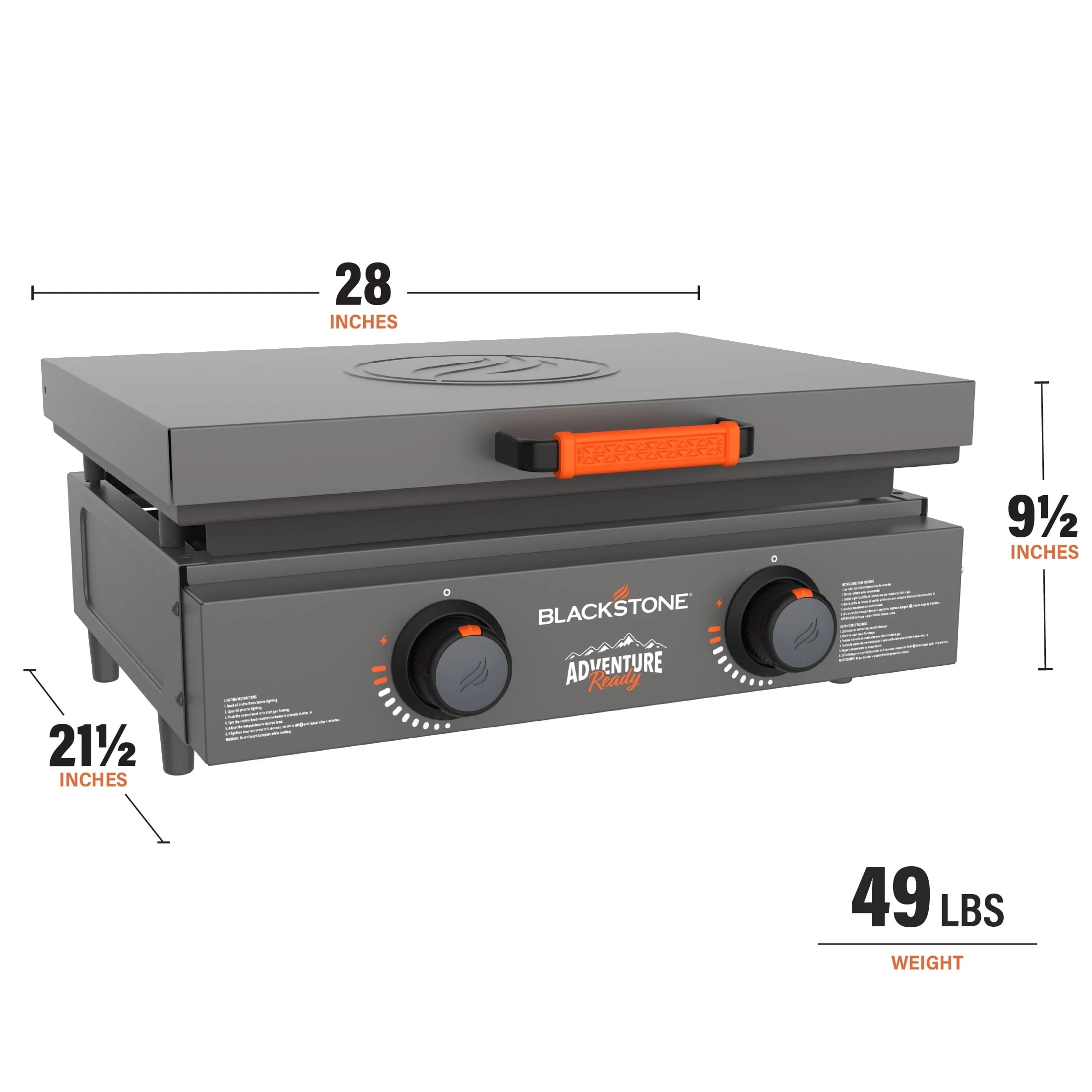 Black 2-Burner 22 Propane Griddle with Hard Cover P130
