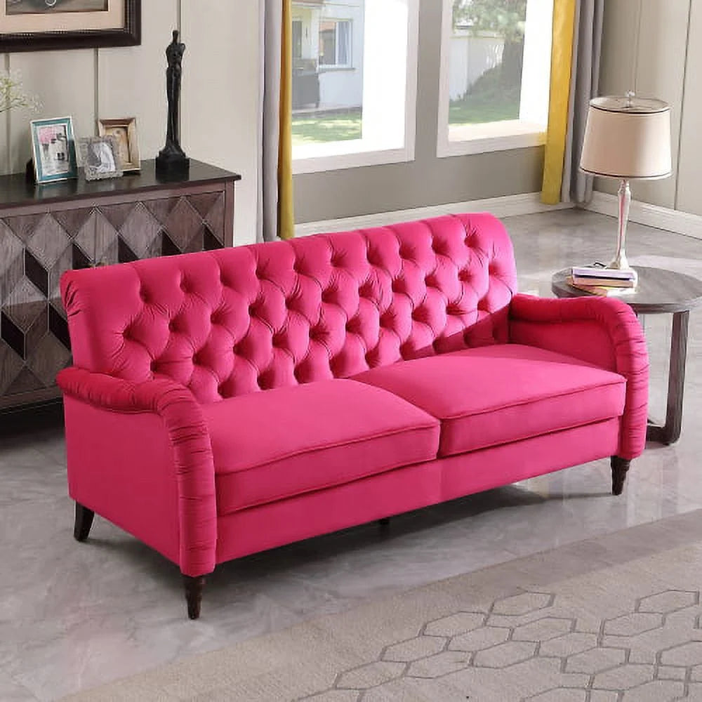 rose red 3 seater Chesterfield sofa F1934