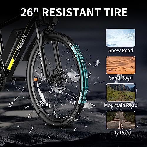 Electric Bike 500W Motor 26" x1.95 48V 12.8 AH Battery 21-Speed Gears 25MPH Lockable Fork Suspension I189