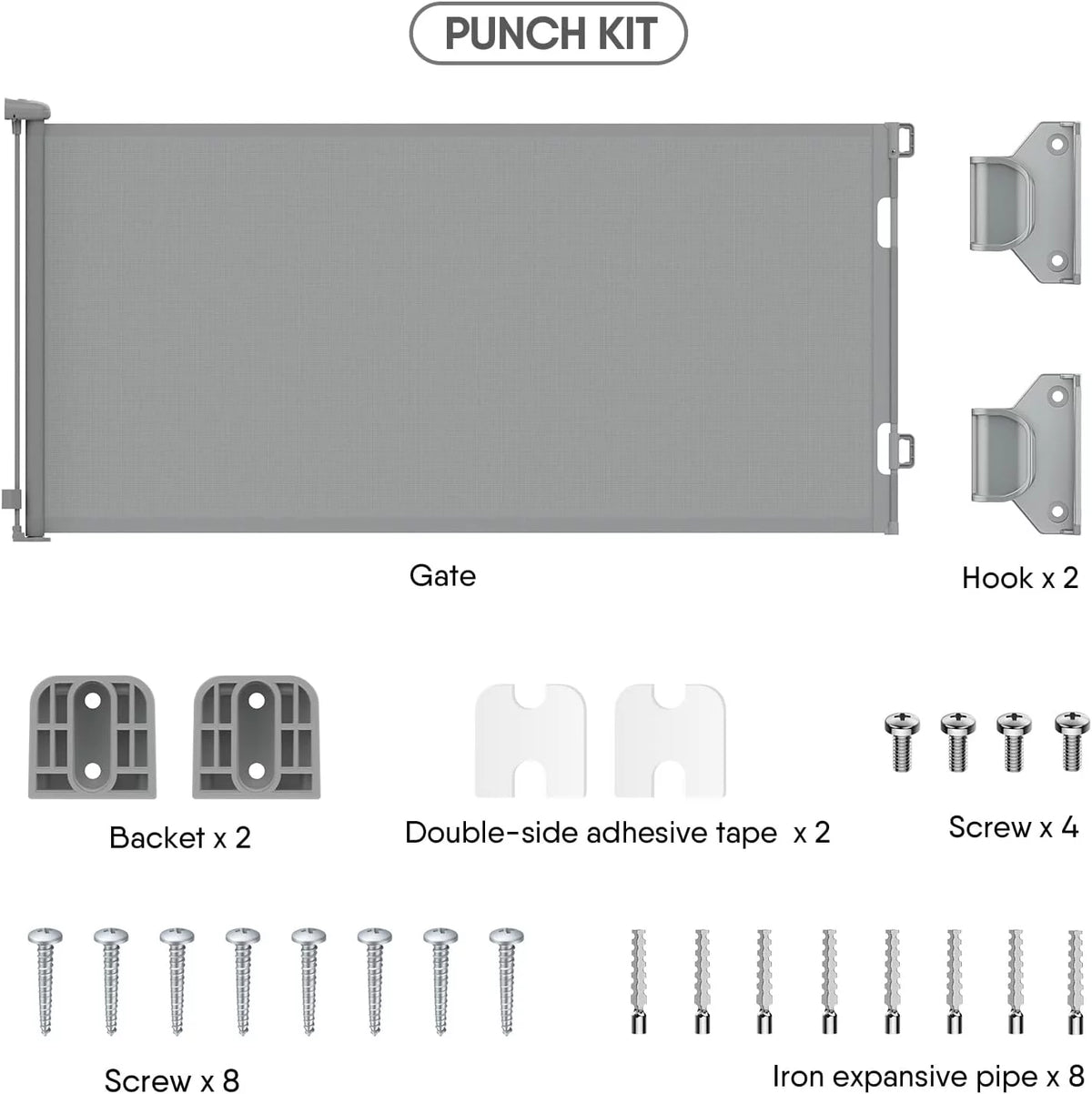 Gray Retractable Baby Gate 33" x 71" Z638129