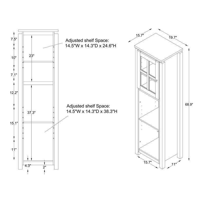 Black 4-Shelf Tower Cabinet P597