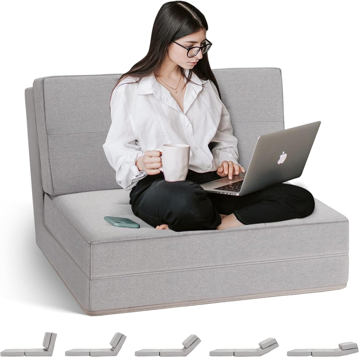 Convertible Floor Sofa with 5-Position Backrest D399