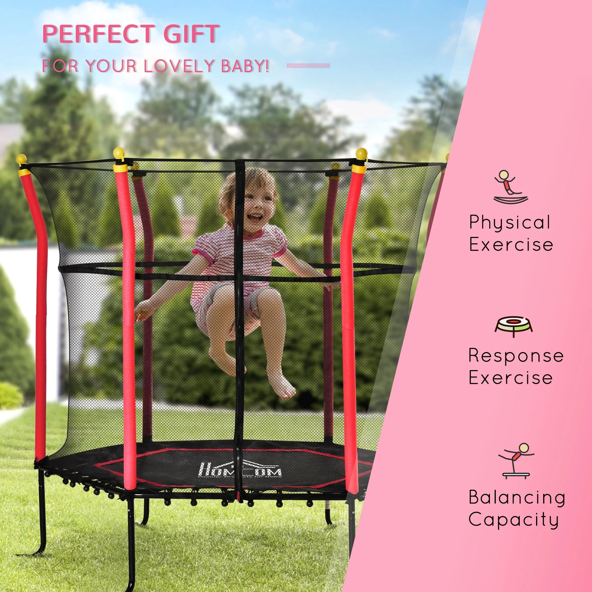 Red Kids Trampoline with Net B430610