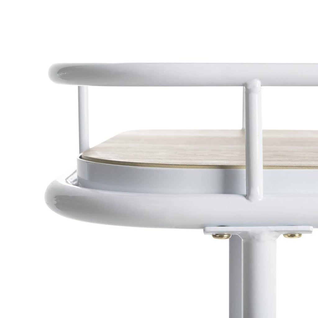 Rustic Oak White 2 Tier Rectangle Bar Cart P166288