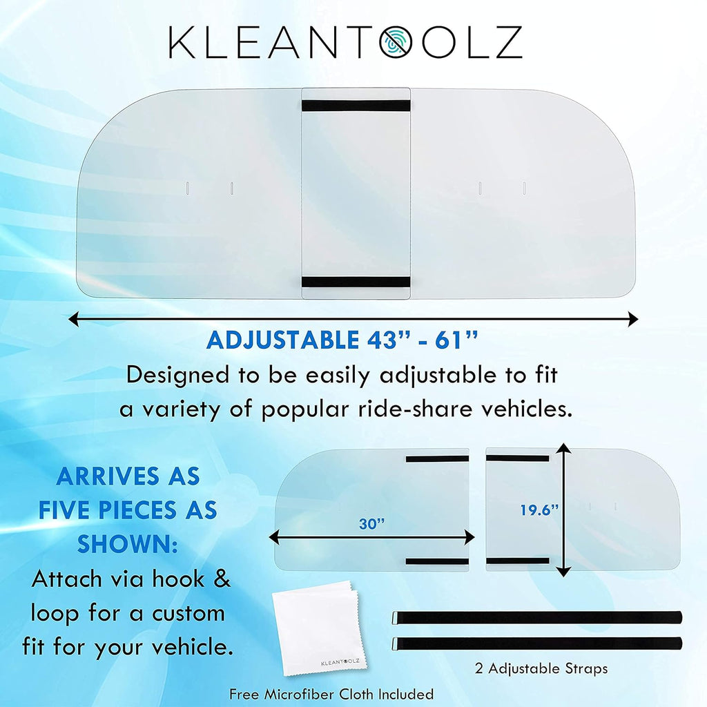 Adjustable Plexiglass Car Sneeze Guard Barrier with Microfiber Cloth W56216