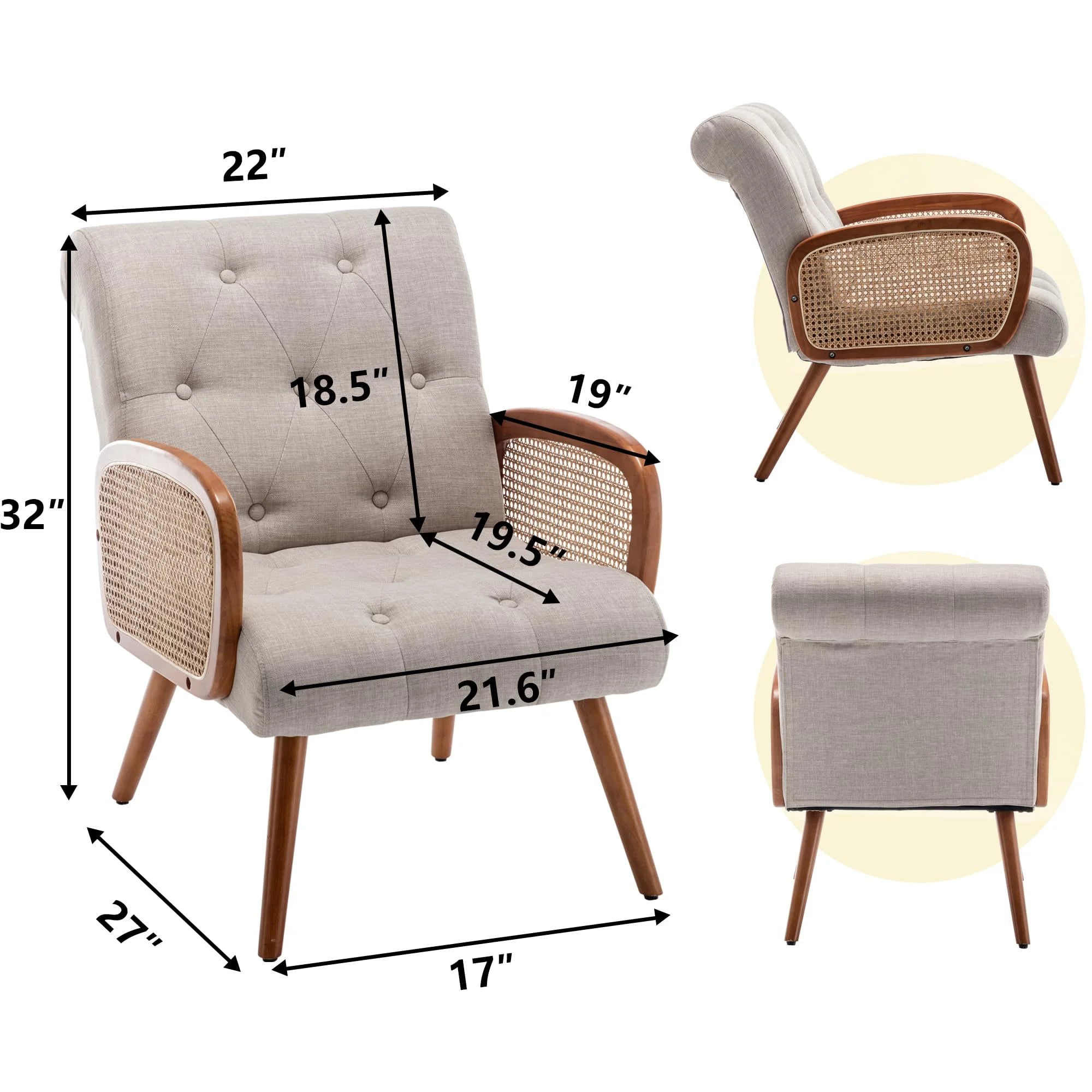 Rattan Accent Chair with Wooden Frame U85118
