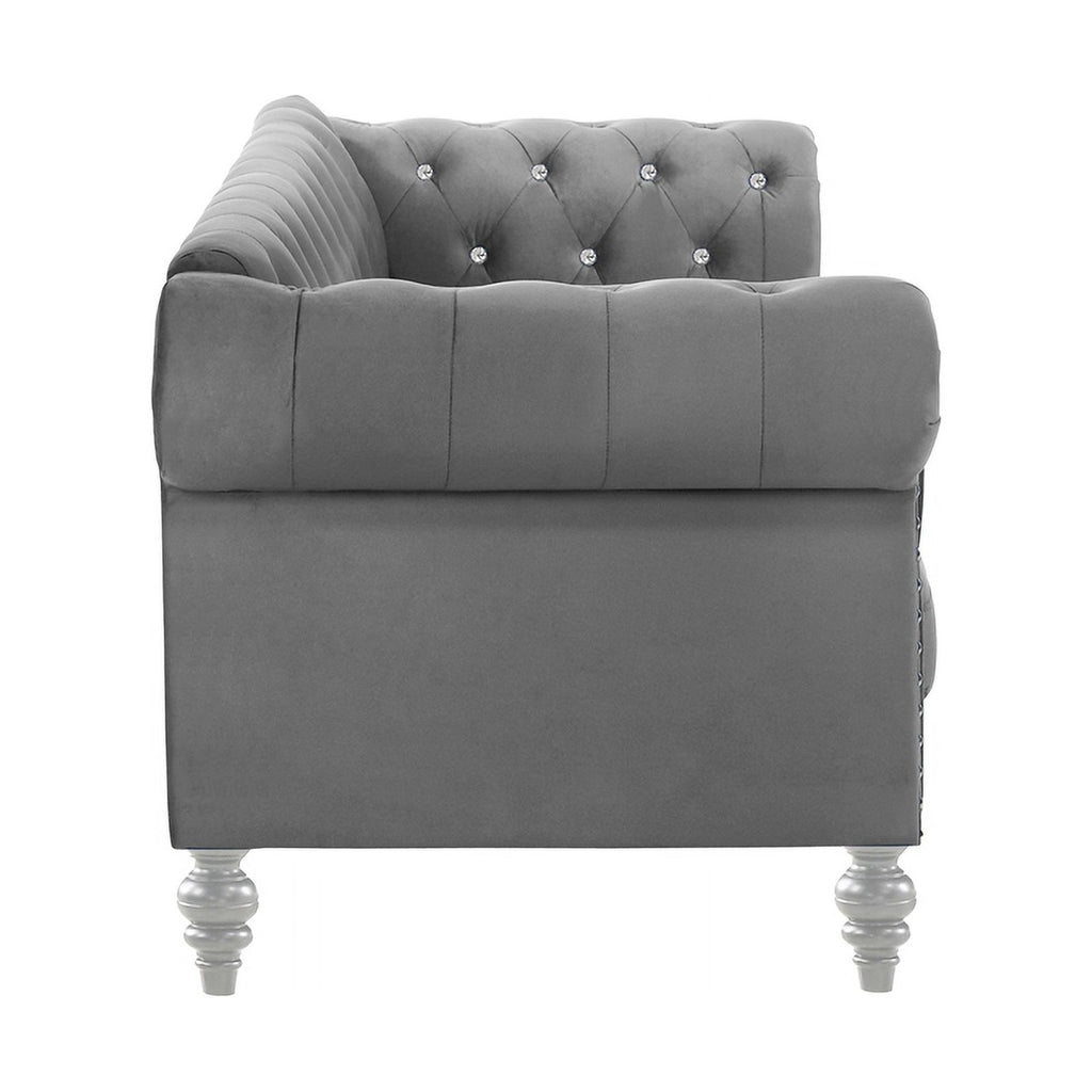 Gray Velvet Fabric Chair T673