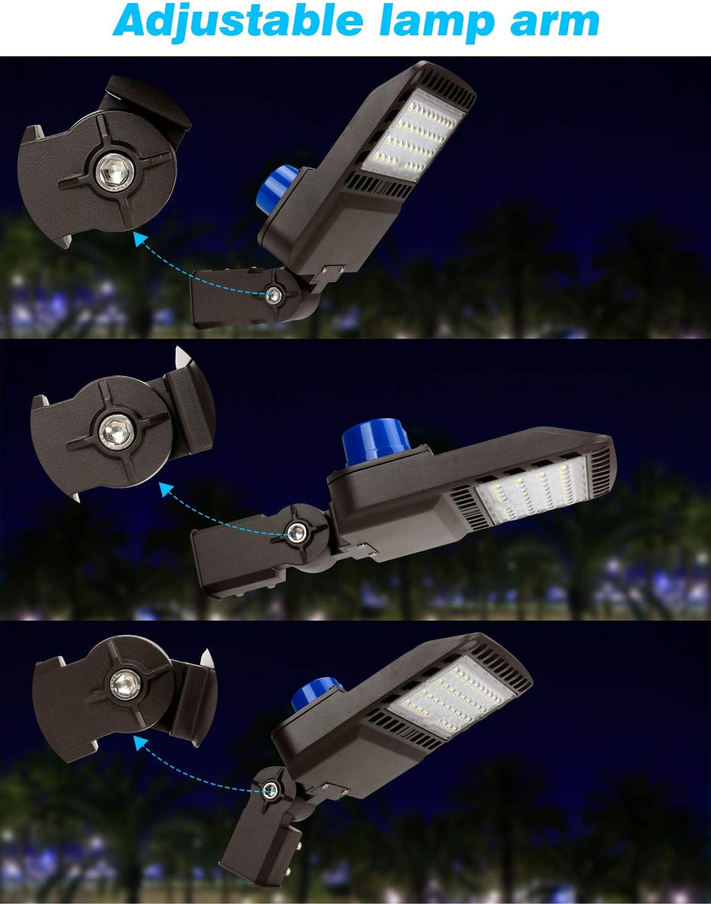 150W LED Parking Lot Light 19500LM 5000K Adjustable Slip Fit Mount IP65 Waterproof D800