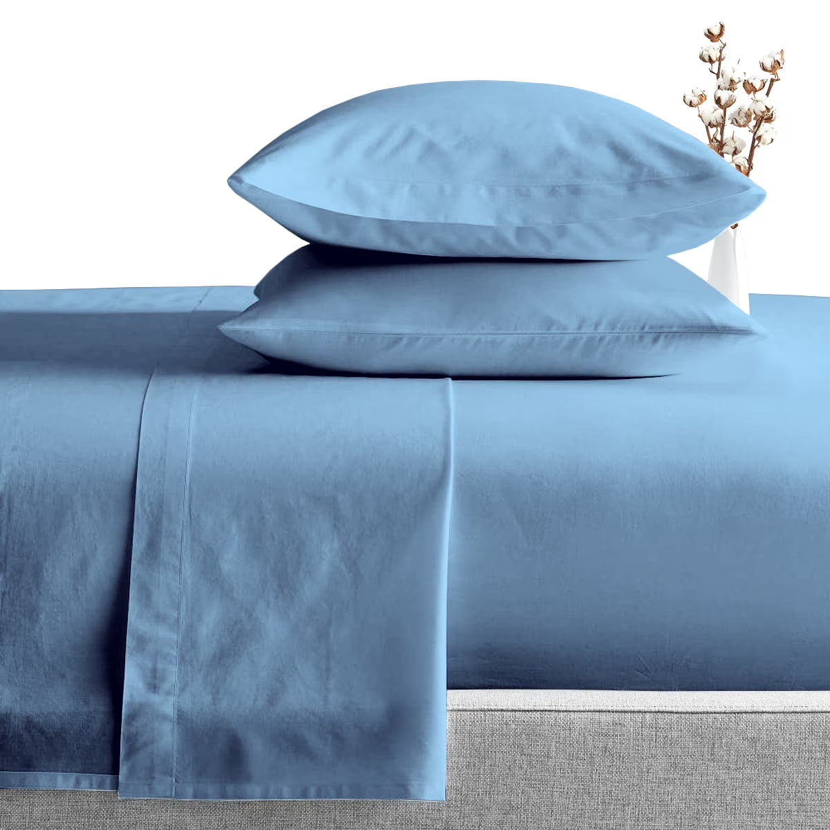 1000 Thread Count RV Fitted Sheet 30X76" Mediterranean Blue Solid Egyptian Cotton Bed Sheets E44401
