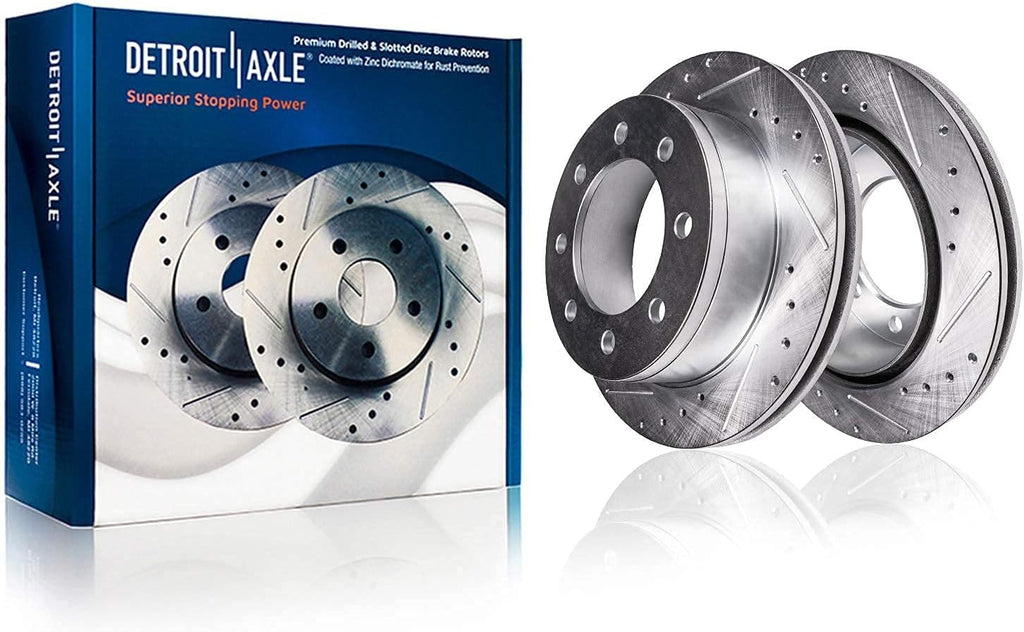 Front Drilled & Slotted Brake Rotors and Brake Pads Kit 6pc Set S158
