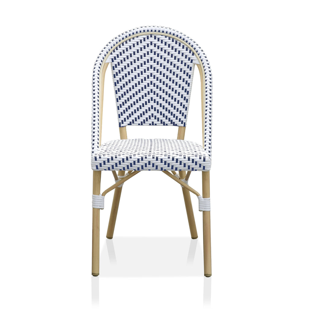 Natural Tone Patio Bistro Chairs (Set of 2) - Blue & White J5981