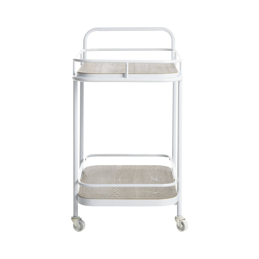 Rustic Oak White 2 Tier Rectangle Bar Cart P166288