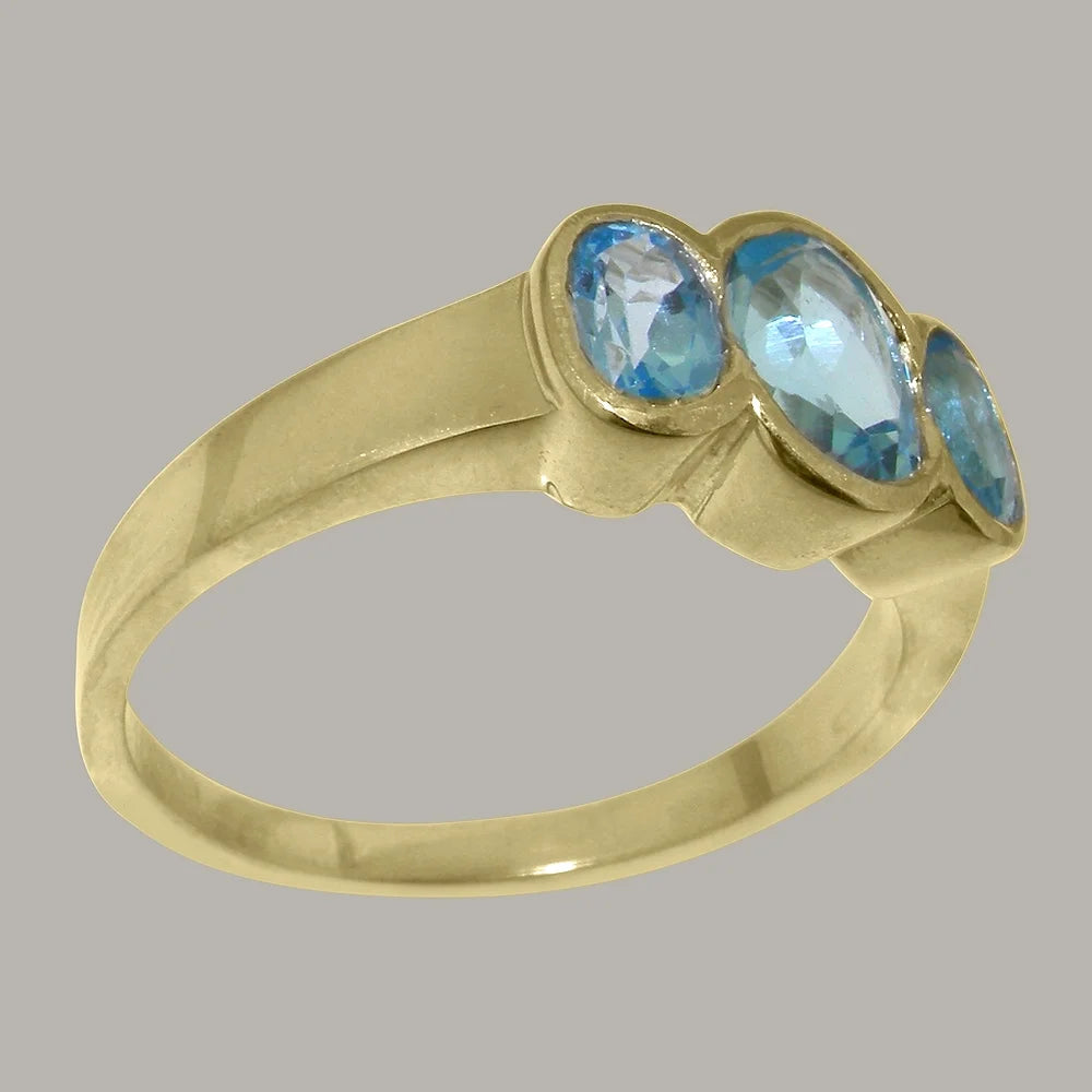 14k Yellow Gold Natural Blue Topaz Womens Ring M598