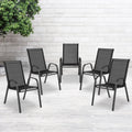 5 Pack Black Outdoor Stack Chair with Metal Frame M7831