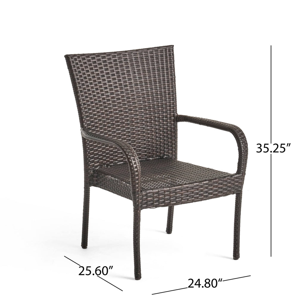 7 Piece Acacia Wood Wicker Dining Set I2948