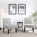 3Pc Set Gray Fabric Upholstery Side Table and 2 Chairs X745