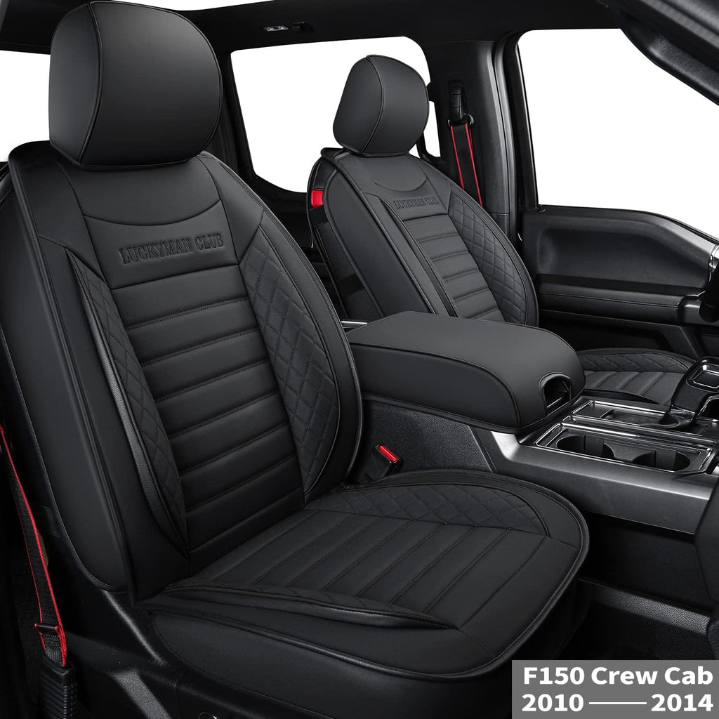 F150 Crew Cab Seat Covers with Faux Leather (Black) Q252322
