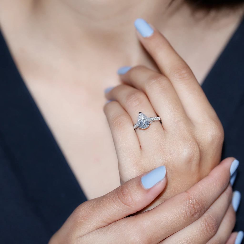 2.75 CT Pear Cut Moissanite Solitaire Engagement Ring, 925 Sterling Silver M484370