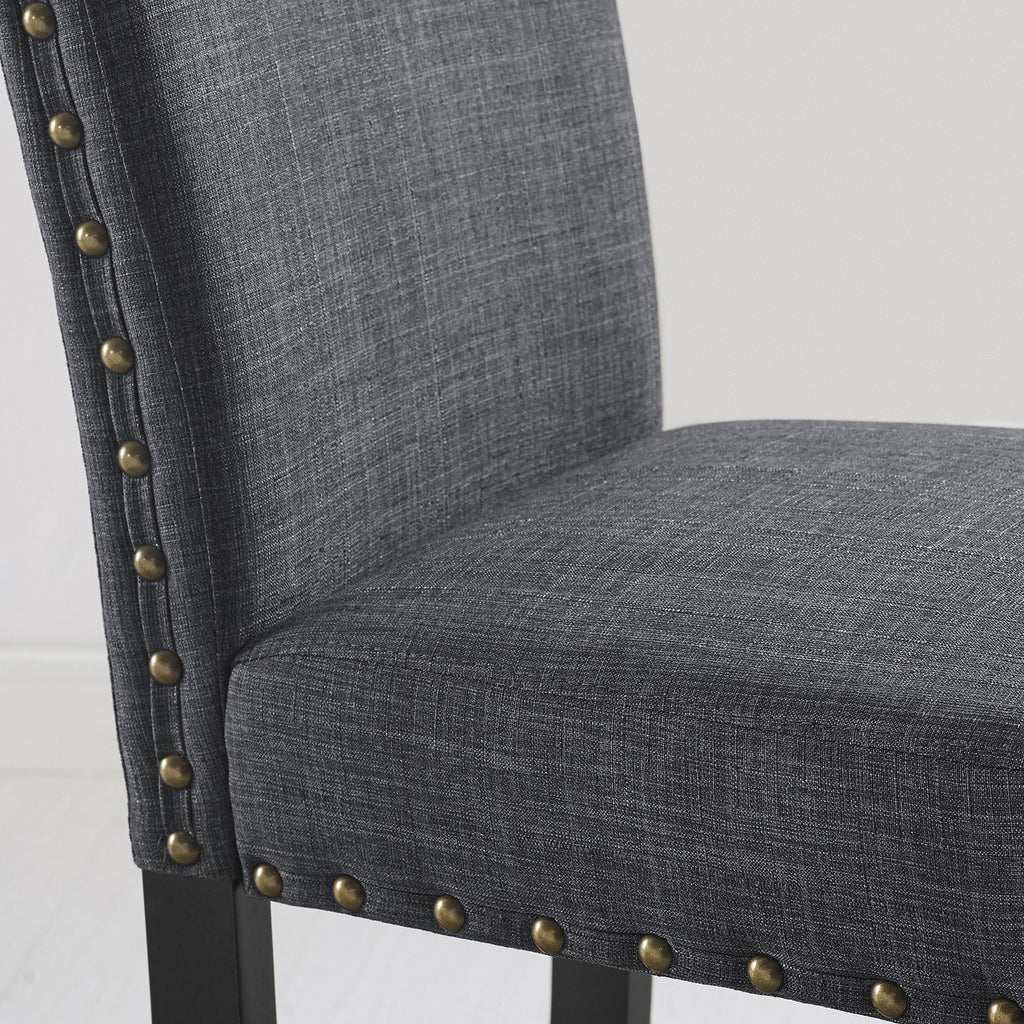 Gray Fabric Bar Stool with Nailhead Trim (Set of 2) D464