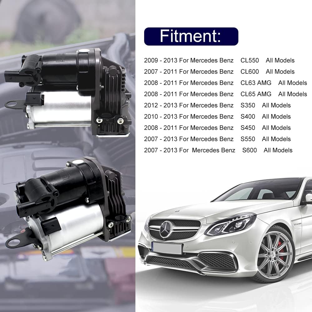 Air Suspension Compressor for Mercedes W221 CL216 S350 S400 S450 S550 S600 S63 AMG Air Ride Pump Remanufactured H55369